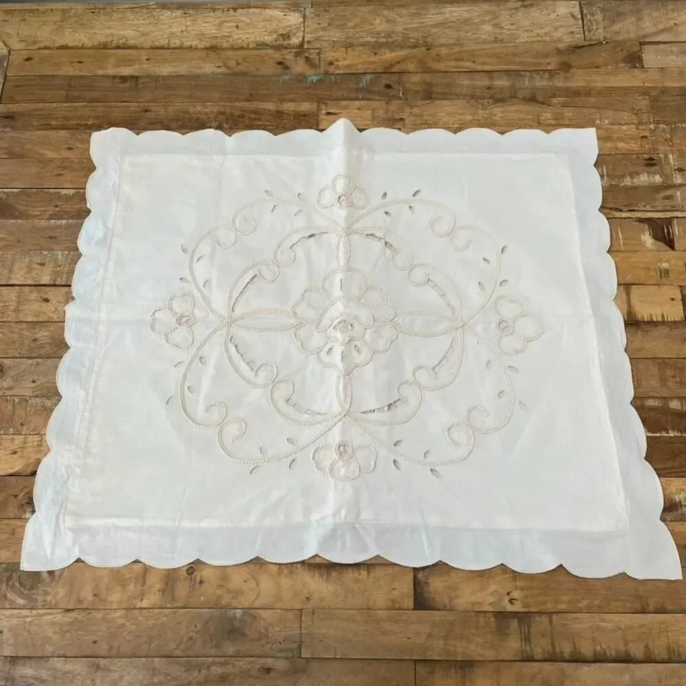 Ivory/ Beige Cotton Embroidered Lace Pillow Sham 19